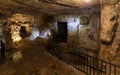 Underground Greek Orthodox Partorium Church, Prison of Christ at Via Dolorosa street in Jerusalem Old City in Israel