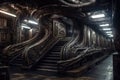 Underground metro subway in New York city Biomechanical town that blend human physiques with machines illustration generative ai