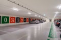 Underground parking with an entrance to a casino issued as a roulette