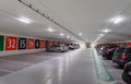 Underground parking with entrance to a casino issued as a roulette