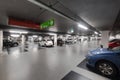 Underground parking garage with parked cars in the Netherlands Royalty Free Stock Photo