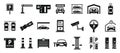 Underground parking icons set, simple style Royalty Free Stock Photo