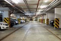Underground parking with parked Royalty Free Stock Photo