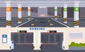 Underground parking for parking vehicles in the city. Compact car parking in supermarkets, high-rise buildings. Vector