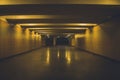 Underground passage illuminated by night light lamps