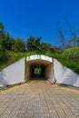 Underground pedestrian tunnel through ceiling ceiling arch