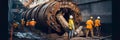 underground pipeline tunnel, depicting the complex engineering required for its construction and maintenance. Generative