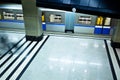 Underground platform interior with move train Royalty Free Stock Photo