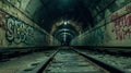 Underground Secrets: Urban Decay in Abandoned Tunnels./n Royalty Free Stock Photo