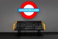 Underground sign with bench color filter effect. mockup Royalty Free Stock Photo