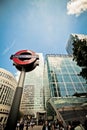 Underground sign and entrance, Canary Wharf Royalty Free Stock Photo