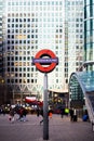 Undergroun station sign in London, Canary Warf