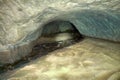 Underground stream. Small spillway in the cave
