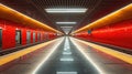 Underground subway station hallway tunnel with escalator. Abstract perspective view.Generative AI Royalty Free Stock Photo