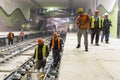 Underground subway tunnel workers