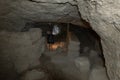 The underground system of tunnels in ruins of the palace of King Herod - Herodion in the Judean Desert, in Israel