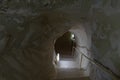 The underground system of tunnels in ruins of the palace of King Herod - Herodion in the Judean Desert, in Israel