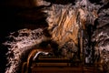 Underground tourist train in Postojna cave, Slovenia. It is the second-longest cave system in the country.