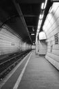 Underground train tunnel in Genoa Italy, photo in black & white.. Royalty Free Stock Photo