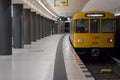 Underground train (U-Bahn) at train station Brandenburger Tor Royalty Free Stock Photo