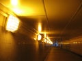 Underground tunnel with bright electric light