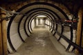 Underground tunnel with wooden cladding. Krakow, Poland. 2022. The Wieliczka Salt Mine. Royalty Free Stock Photo