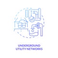 Underground utility network blue gradient concept icon