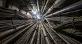 Underground Utility Tunnel with Complex Cable Network Royalty Free Stock Photo