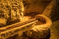 Underground water drainage system in historical medieval salt mine in Polish town of Wieliczka