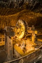 Underground water drainage system in historical medieval salt mine in Polish town of Wieliczka