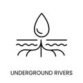 Underground water sources line vector icon for water packaging with editable stroke
