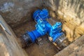 Underground water supply system. Large valves.n Royalty Free Stock Photo