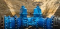 Underground water supply system. Large valves.n Royalty Free Stock Photo