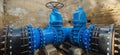 Underground water supply system. Large valves.n Royalty Free Stock Photo