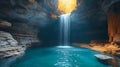 Underground waterfall pool cave Royalty Free Stock Photo