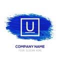 Underline Icon - Blue watercolor background Royalty Free Stock Photo