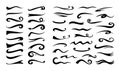 Underline swash. Flourish retro swoosh. Hand drawn decorative typography pen stroke. Black silhouette lines and swirls Royalty Free Stock Photo