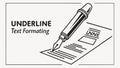 Underline text formatting icon, typography and editing tool vector design Generative AI