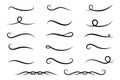 Underline text. Hand drawn collection of curly swishes, swashes, swoops. Calligraphy swirl.