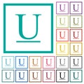 Underlined font type color glass buttons flat color icons with quadrant frames