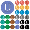 Underlined font type round flat multi colored icons