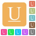 Underlined font type rounded square flat icons
