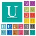 Underlined font type square flat multi colored icons