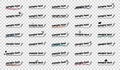 Underlined Sample Text Icons Set - Different Simple Flat Vector Illustrations Isolated On Transparent Background