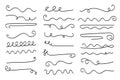 Underlines hand-drawn set. Hand-drawn dividers, separators, borders, collection of doodle style various art accentuation elements Royalty Free Stock Photo