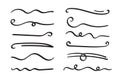 Underlines hand-drawn set. Hand-drawn dividers, separators, borders, collection of doodle style various art accentuation elements Royalty Free Stock Photo