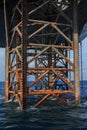 Underneath Jack Up Drilling Rig In The Ocean