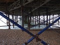 underneath pier beautiful abandoned building construction Royalty Free Stock Photo