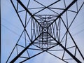 Underneath a powerline tower Royalty Free Stock Photo