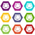 Underpants retro icons set 9 vector